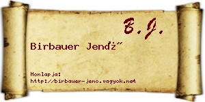 Birbauer Jenő névjegykártya